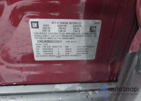 2016 Chevrolet Trax 1Ls from USA, damaged, VIN 3GNCJNSB2GL234571